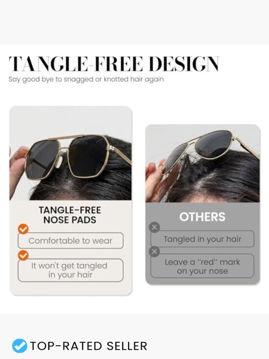 Polarized Aviator Sunglasses Classic Double Bridge Tangle Free Driving Travel
